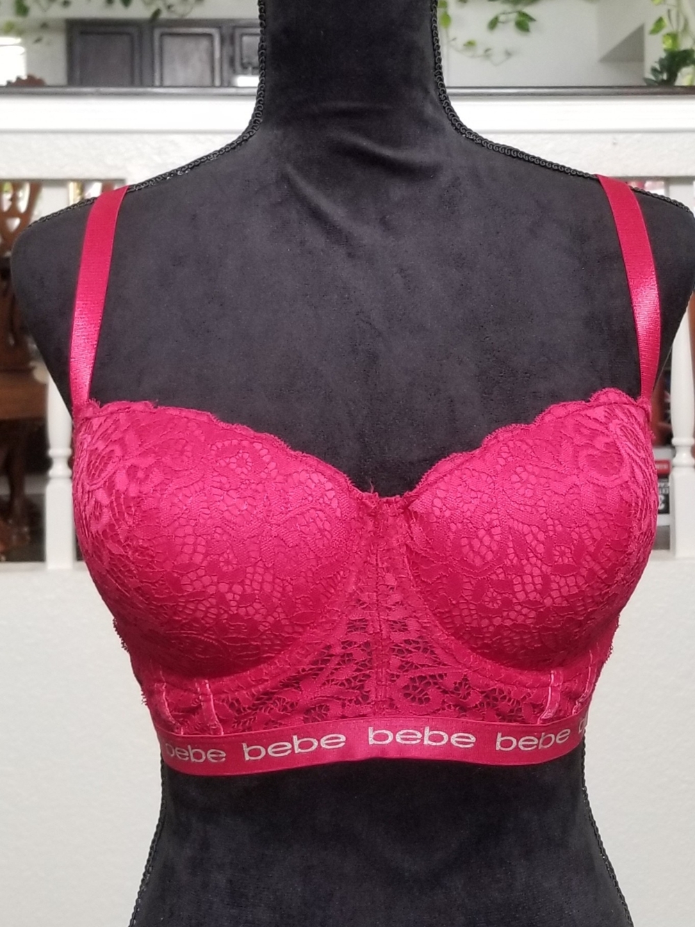 34DD bebe Fuchsia Lace Longline Bra - Picture 3 of 16